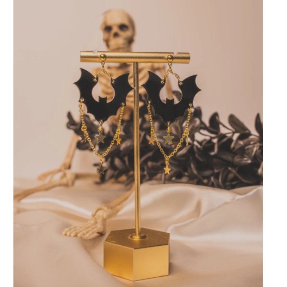 Bat and Star Dangle Earrings